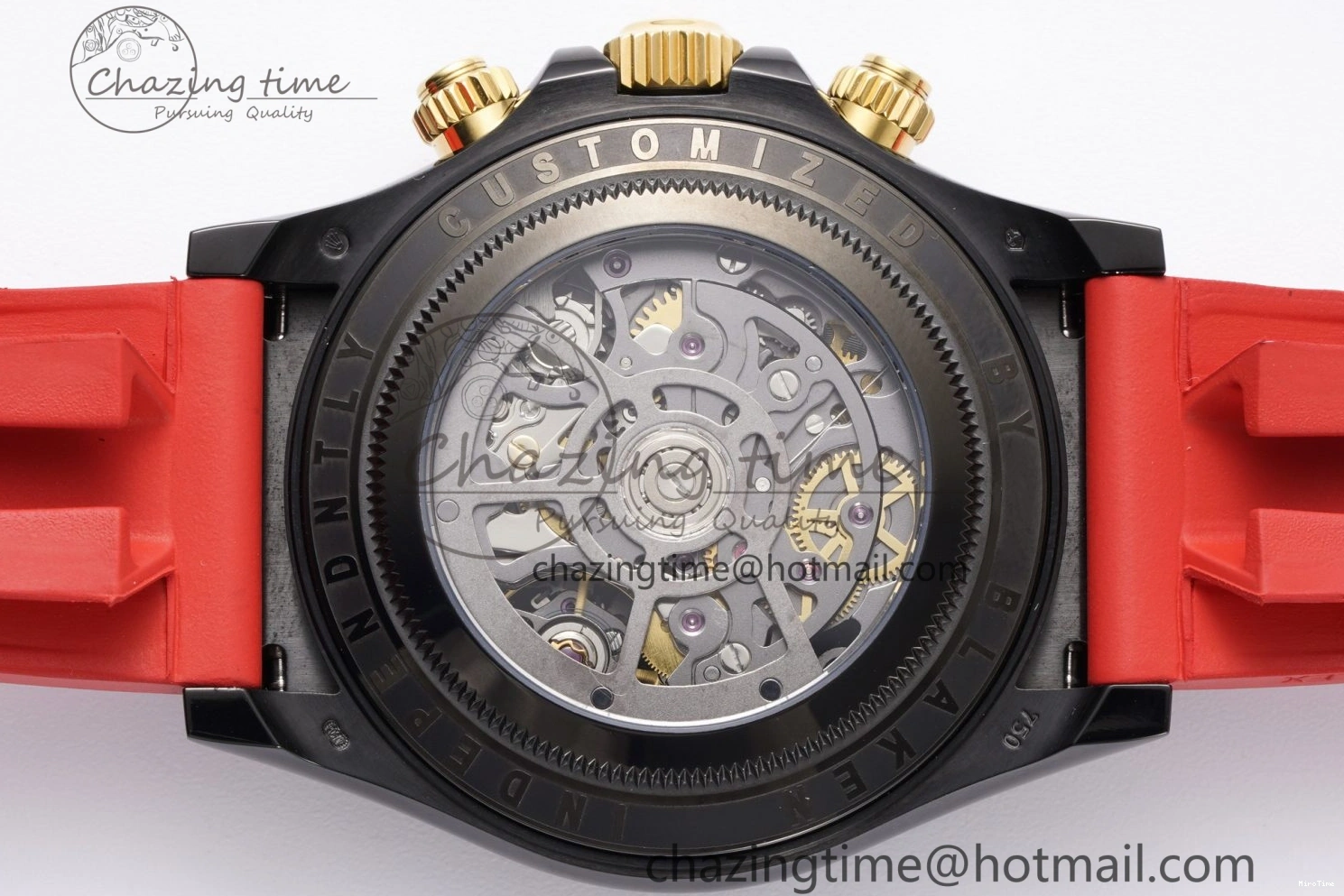 MiroTime 0213 Youthful Daytona PVD Carbon Bezel GETF Best Edition Skeleton Red Dial on Red Rubber Strap SA 1944